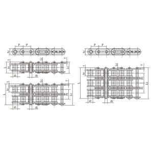 B sērijas rullīšu ķēdes ar taisnām sānu plāksnēm