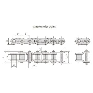 B sērijas precīzijas rullīšu ķēdes ar īsu soli