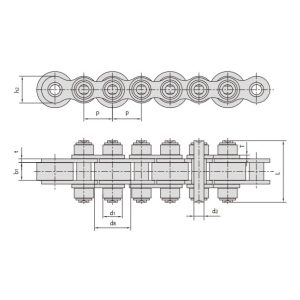 konveijeru ķēdes ar lieliem veltņiem