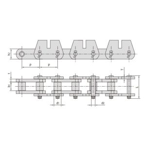 konveijera ķēde ar stiprinājumiem