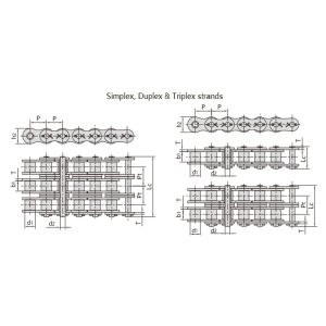 lielas noslodzes sērijas rullīšu ķēdes ar zobveida ieliktņiem