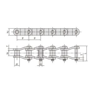 lielas noslodzes transmisijas ķēdes ar kloķveida ķēdes posmu