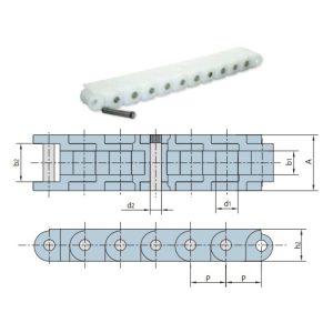 īsa soļa plastmasas rullīšu ķēde