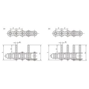 konveijera ķēdes ar īsu soli un pagarinātu