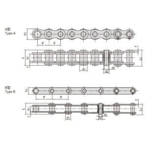 nerūsējošā tērauda dobu tapu ķēde